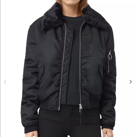 ALLSAINTS LUCA BOMBER PILOT JACKET BLACK/INK - Picture 4 of 4